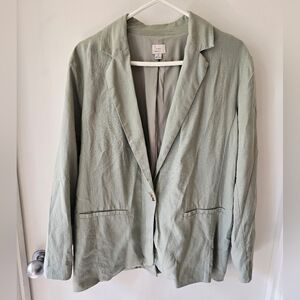Pale Green Linen Blend Blazer Size Medium